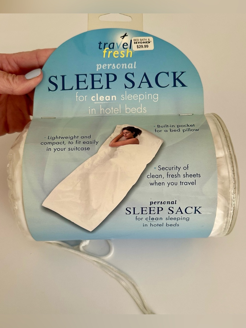 🆕 Travel Fresh Personal Sleep Sack - White, One Size NWT - Picture 3 of 6